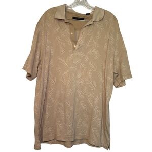 Greg Norman Tan Polo‎ Shirt Men's Size Large Summer Vacation Minimal Leaf Resort